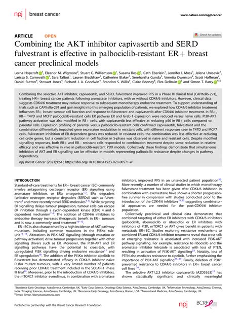 Combining the AKT inhibitor capivasertib and SERD fulvestrant is .